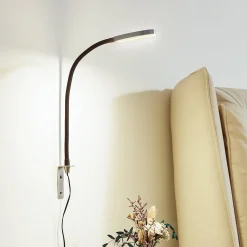 Lindby LED-lukulamppu Flexola, nikkeli, pyöreä, metalli, pistoke, pistoke