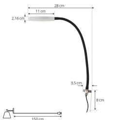 Lindby LED-lukulamppu Flexola, nikkeli, pyöreä, metalli, pistoke, pistoke