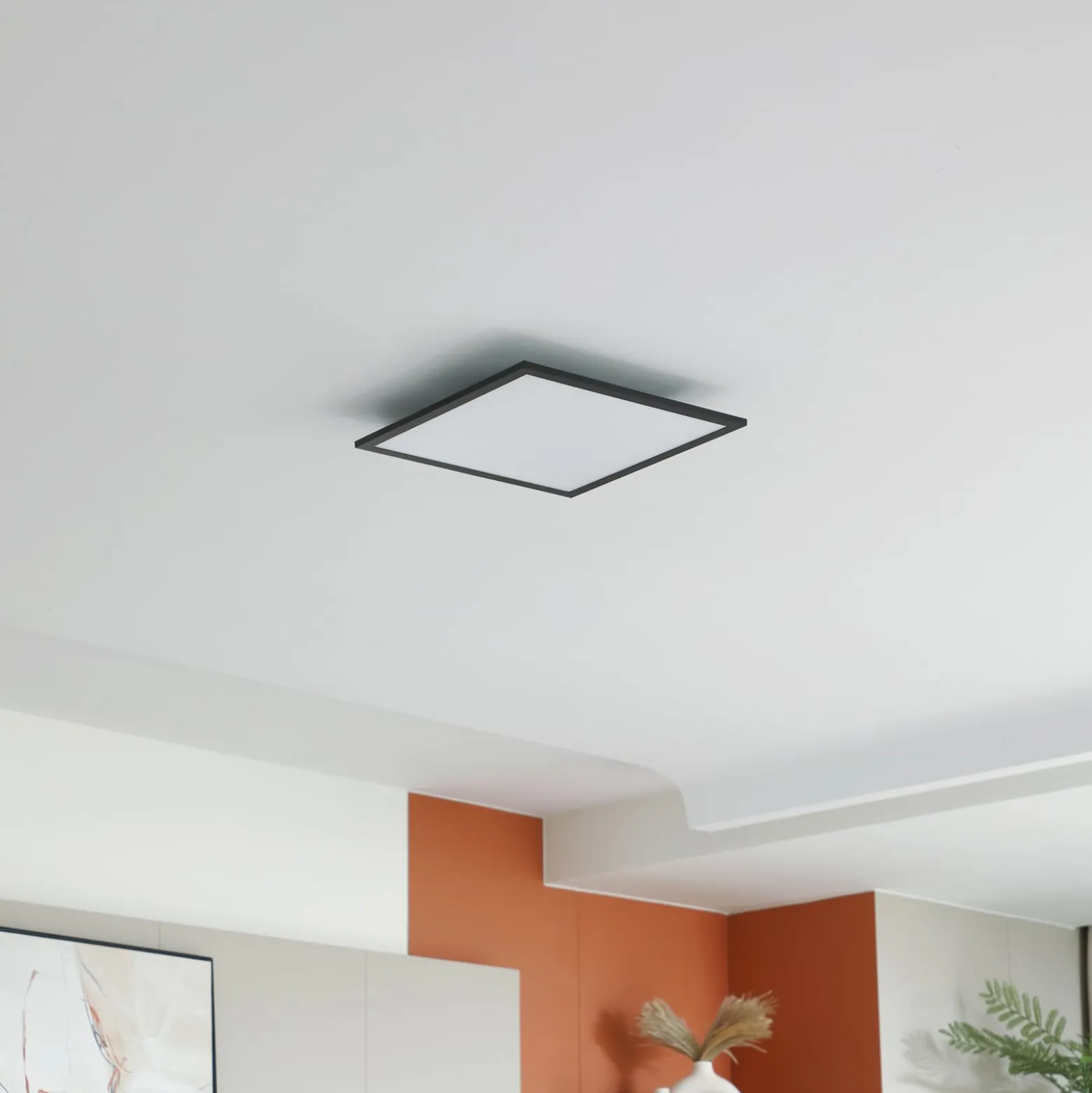 Lindby LED-paneeli Enhife, musta, 40 x 40 cm, metalli, 4000K