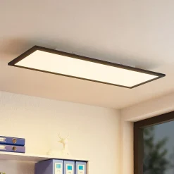 Lindby LED-paneeli Nelios, 80 x 30 cm, 4 000K, musta, metallia