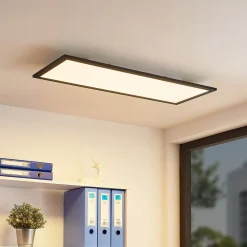 Lindby LED-paneeli Nelios, 80 x 30 cm, 4 000K, musta, metallia