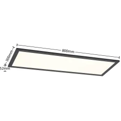 Lindby LED-paneeli Nelios, 80 x 30 cm, 4 000K, musta, metallia