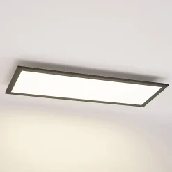 Lindby LED-paneeli Nelios, 80 x 30 cm, 4 000K, musta, metallia