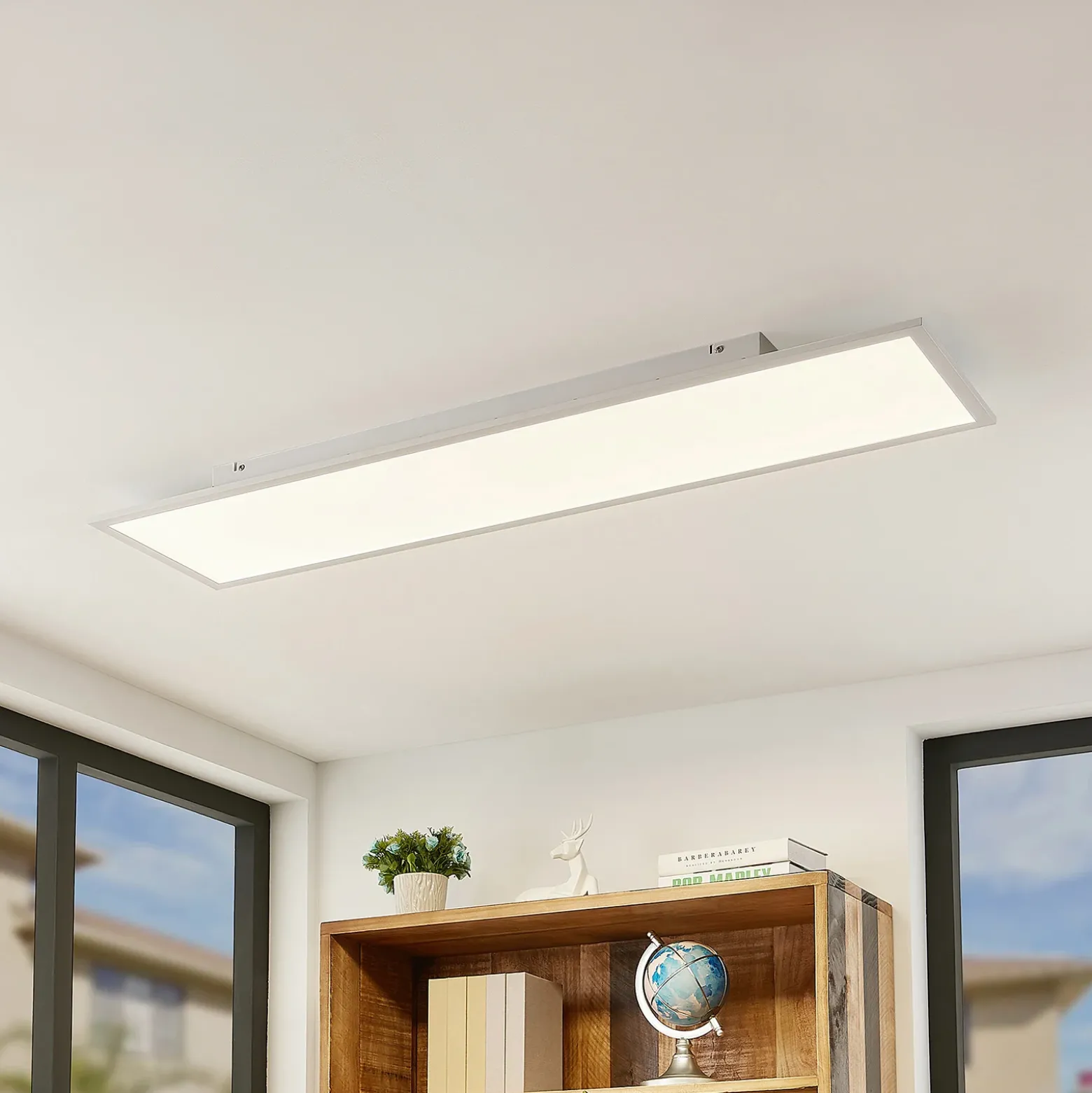 Lindby LED-paneeli Quais, 30 x 120 cm, valkoinen, alumiini, 4 000K