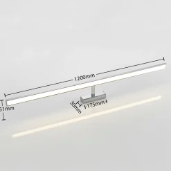 Lindby LED-peilivalaisin Jukka, 120 cm, kromi, metalli, IP44