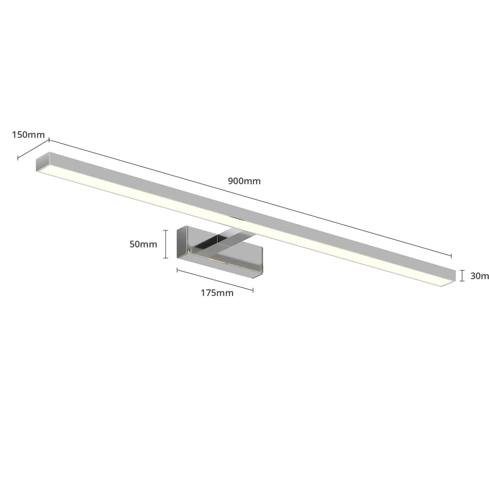 Lindby LED-peilivalaisin Jukka, 90 cm, kromi, metalli, IP44