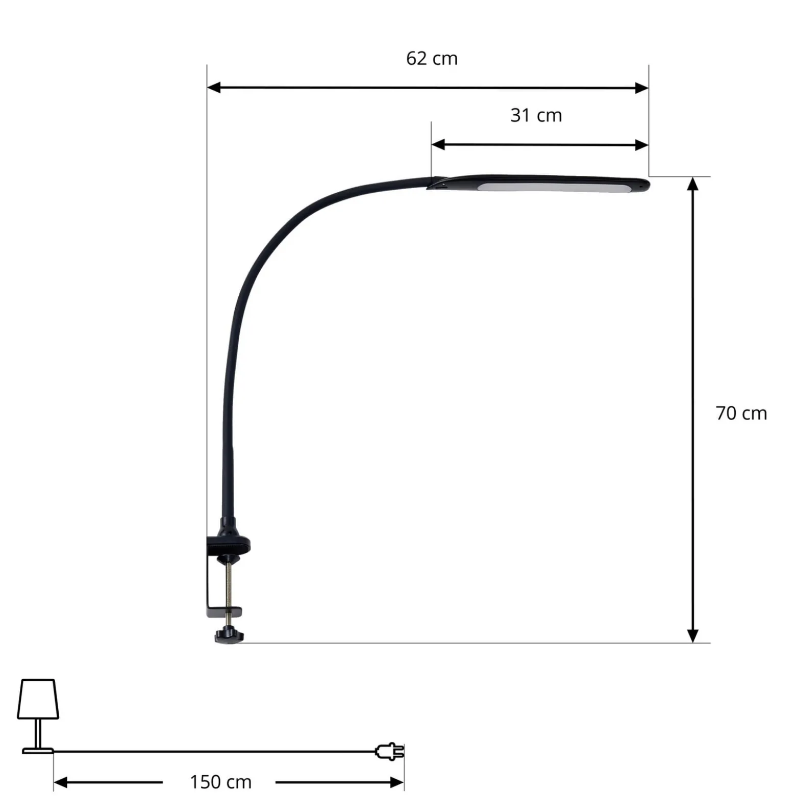 Lindby LED-puristinvalaisin Nilay, korkeus 70 cm, CCT, kotitoimisto,