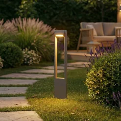 Lindby LED-pylväsvalaisin Meloni, antrasiitti, 65 cm, IP65, kääntyvä