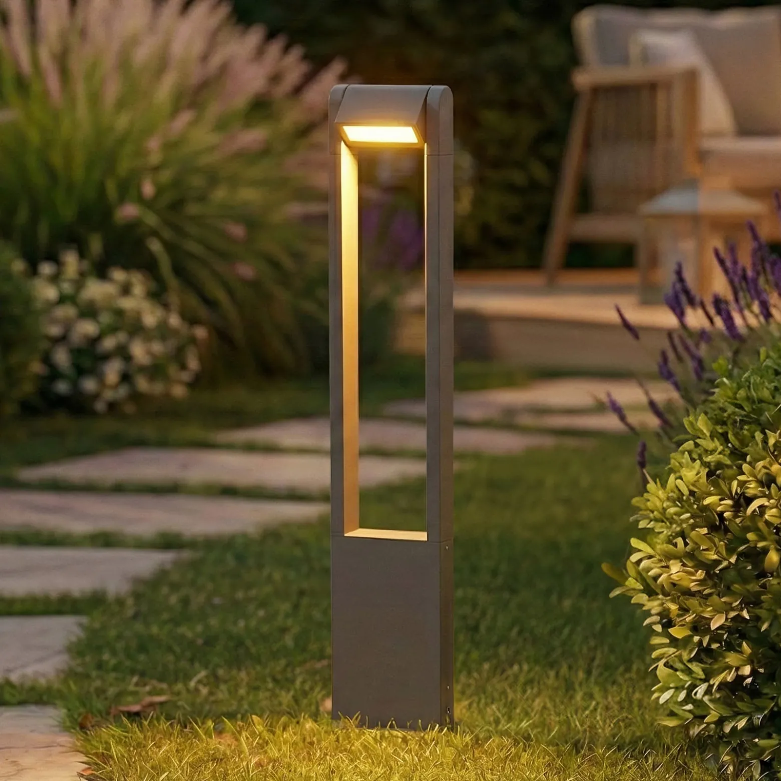 Lindby LED-pylväsvalaisin Meloni, antrasiitti, 65 cm, IP65, kääntyvä