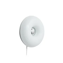 Lindby LED-pöytä-/seinälamppu Fjora, valkoinen/kromi, Ø 30 cm, himmennettävä.