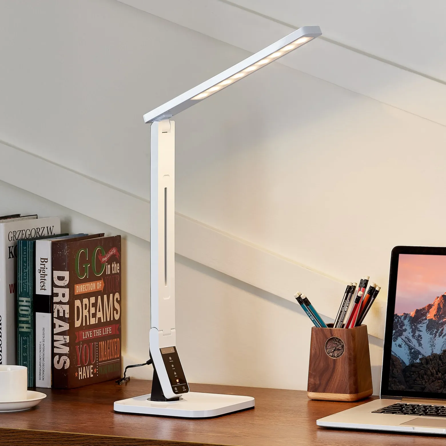 Lindby LED-pöytävalaisin Eleni, valkoinen, CCT, himmennettävä