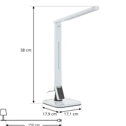 Lindby LED-pöytävalaisin Eleni, valkoinen, CCT, himmennettävä