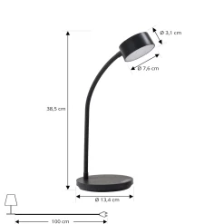 Lindby LED-pöytävalaisin Maori, musta, CCT, metalli, himmennettävä