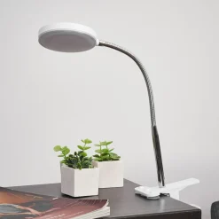 Lindby LED-pöytävalaisin Milow, valkoinen, metallia, 36 cm korkea