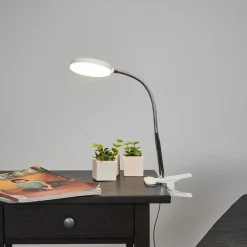 Lindby LED-pöytävalaisin Milow, valkoinen, metallia, 36 cm korkea