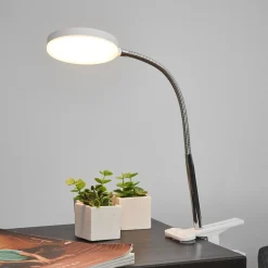 Lindby LED-pöytävalaisin Milow, valkoinen, metallia, 36 cm korkea