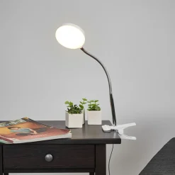 Lindby LED-pöytävalaisin Milow, valkoinen, metallia, 36 cm korkea