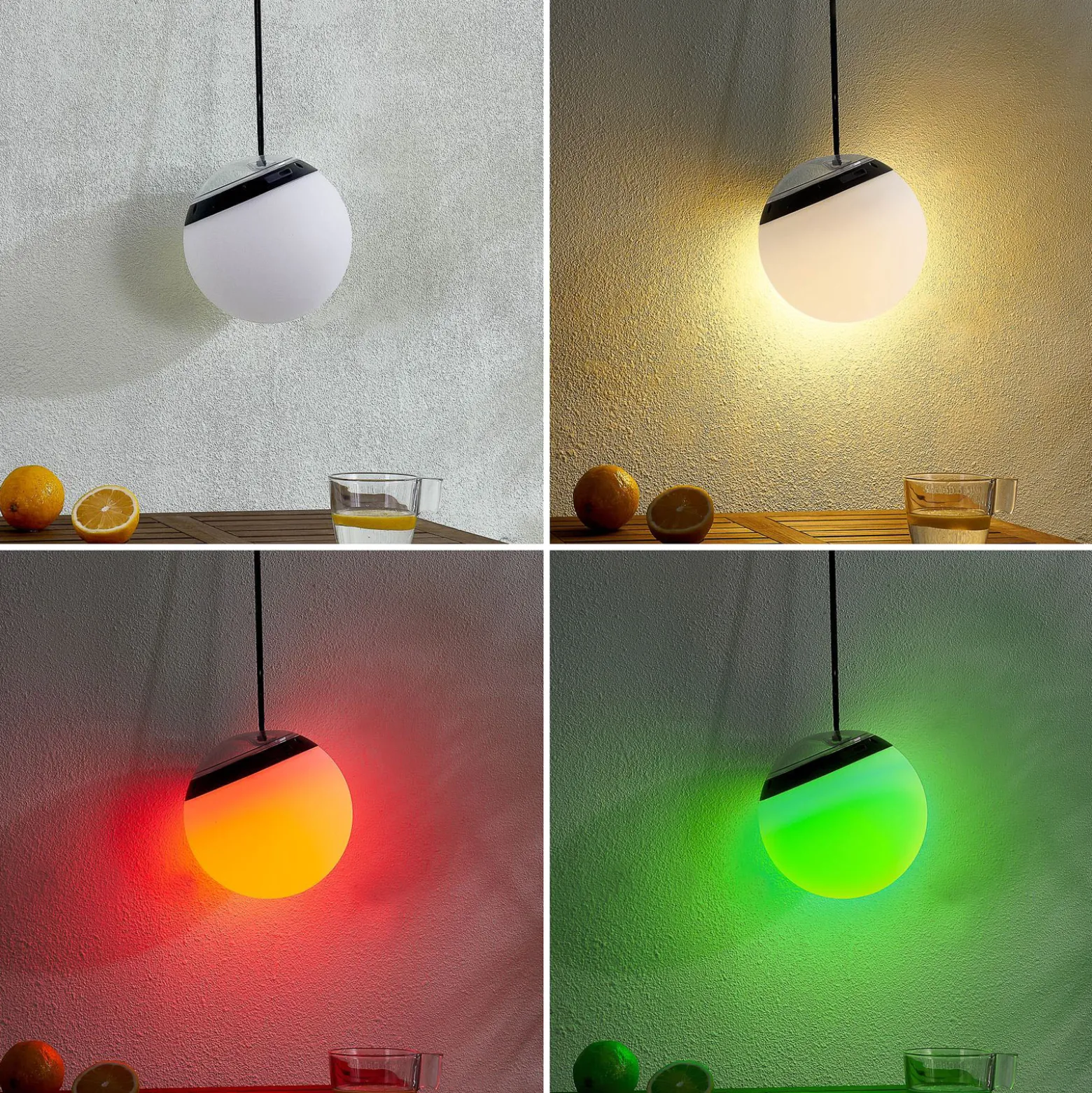 Lindby LED-riippuvalaisin Eleia, RGBW, 20 cm, ladattava akku