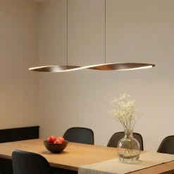 Lindby LED-riippuvalaisin Jaren, musta/ruskea, 100 cm, CCT