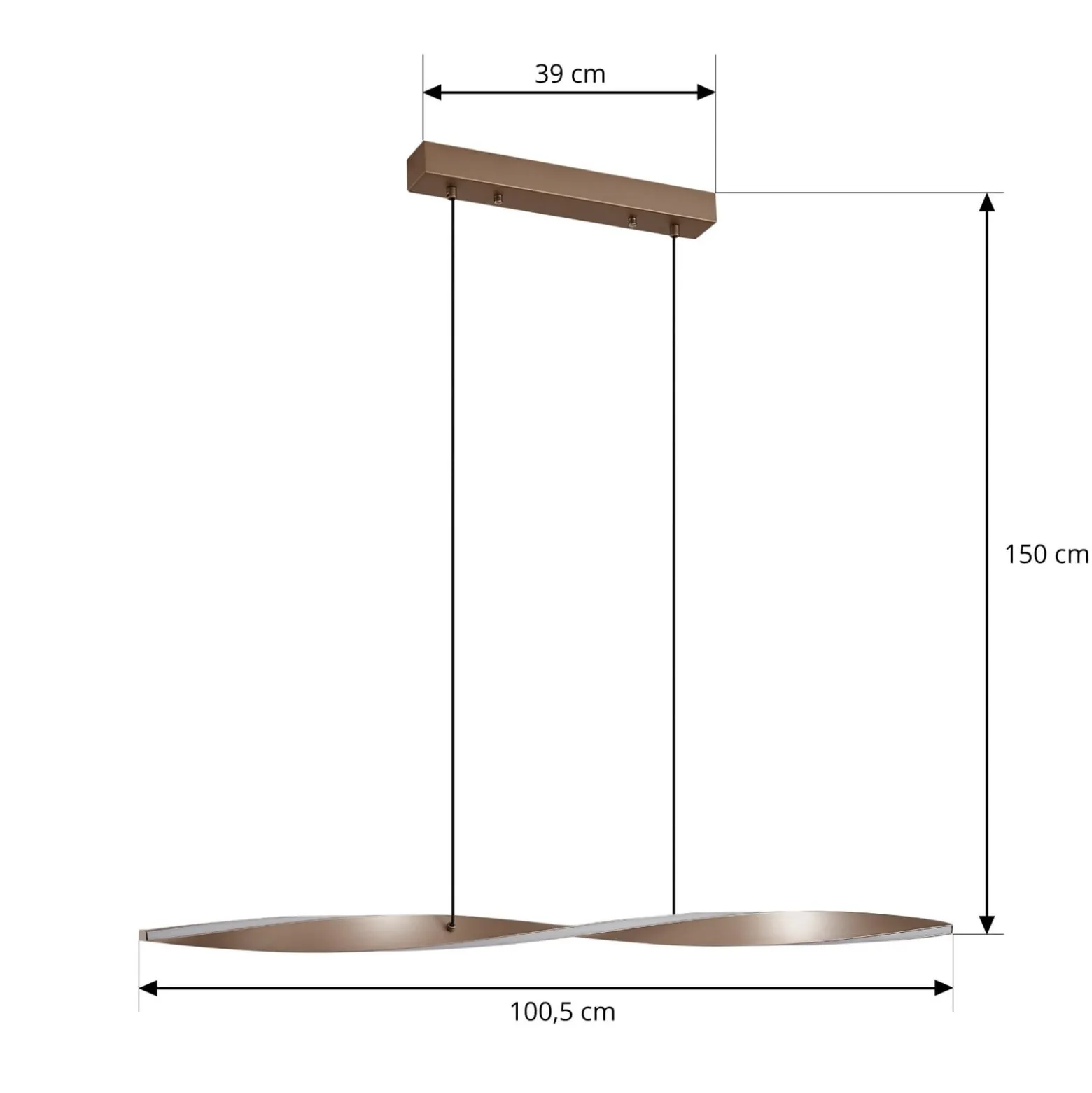 Lindby LED-riippuvalaisin Jaren, musta/ruskea, 100 cm, CCT