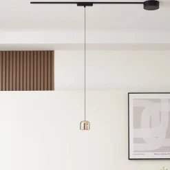 Lindby LED-riippuvalaisin Lumaro, kultainen, Ø 8 cm, alumiini, 48V,