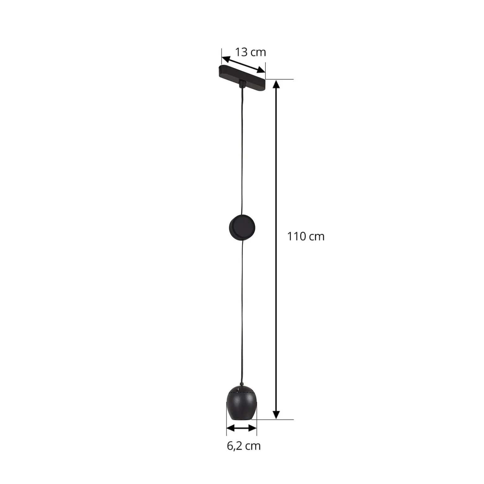 Lindby LED-riippuvalaisin Lumaro, musta,Ø6,2 cm,48V,himmennettävä