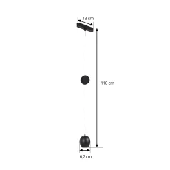 Lindby LED-riippuvalaisin Lumaro, musta,Ø6,2 cm,48V,himmennettävä