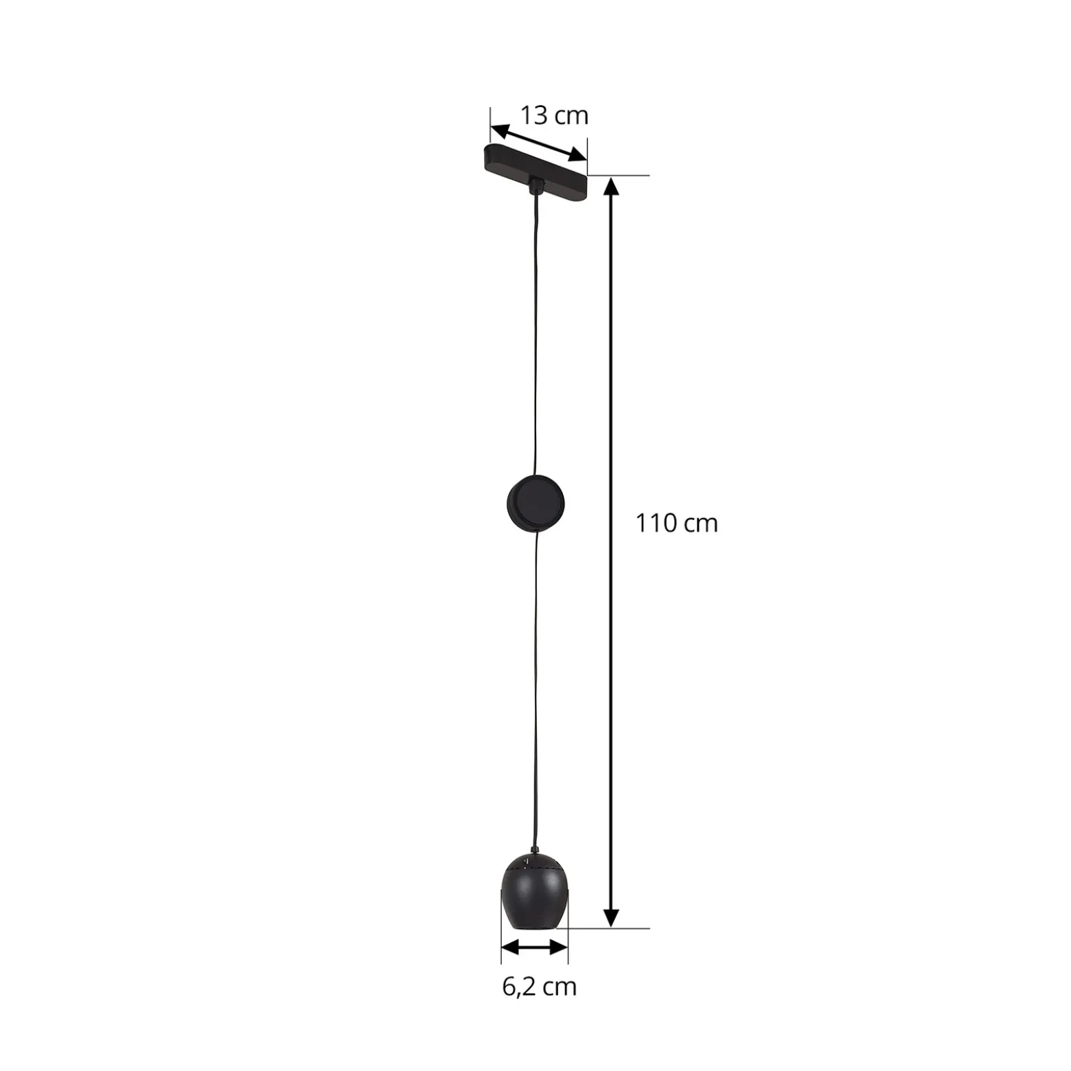 Lindby LED-riippuvalaisin Lumaro, musta,Ø6,2 cm,48V,himmennettävä