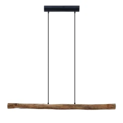 Lindby LED-riippuvalaisin Nekala, musta, puu, pituus 120 cm
