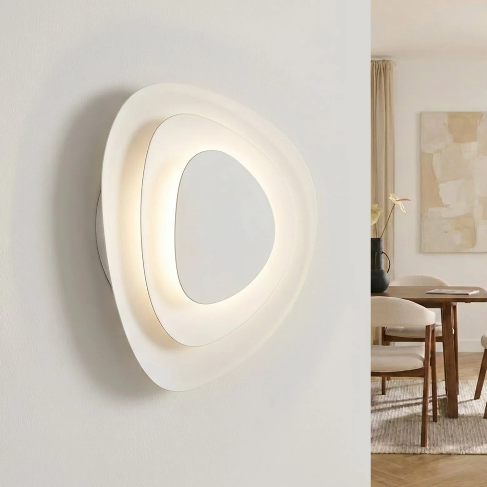 Lindby LED-seinävalaisin Delar, valkoinen, 25 x 25 cm, himmennettävä