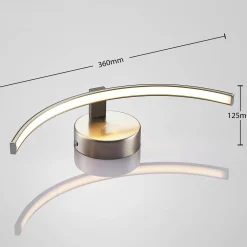 Lindby LED-seinävalaisin Iven, leveys 34 cm, nikkeli, 3000 K