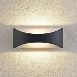 Lindby LED-seinävalaisin Mathea, 30 cm, antrasiitti, alumiini, IP65