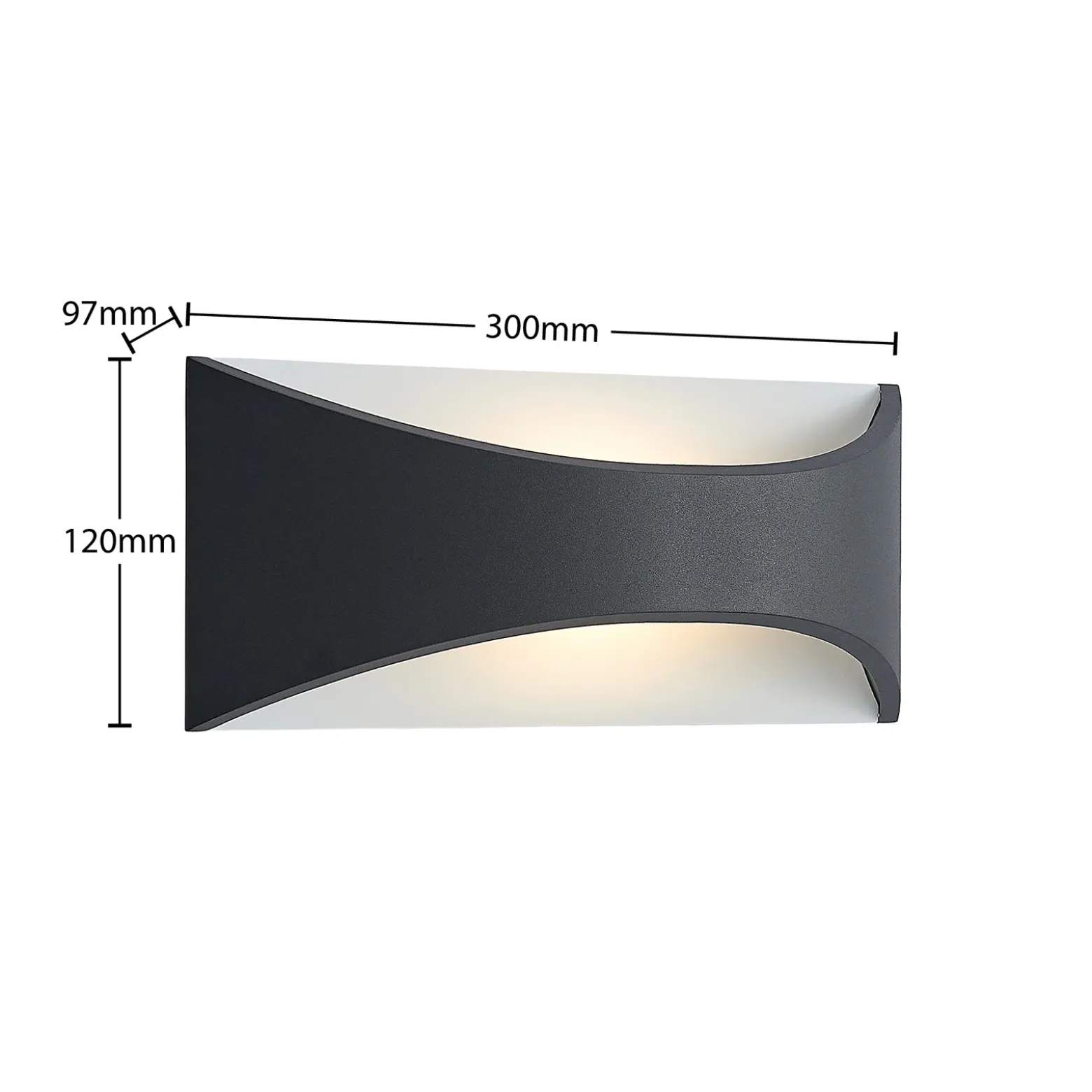 Lindby LED-seinävalaisin Mathea, 30 cm, antrasiitti, alumiini, IP65