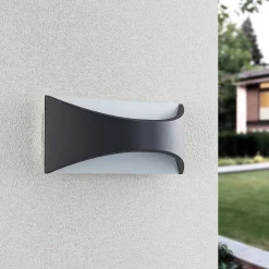 Lindby LED-seinävalaisin Mathea, 30 cm, antrasiitti, alumiini, IP65