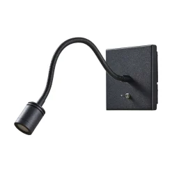 Lindby LED-seinävalaisin Mayar, musta, metalli, lukulamppu, 11cm
