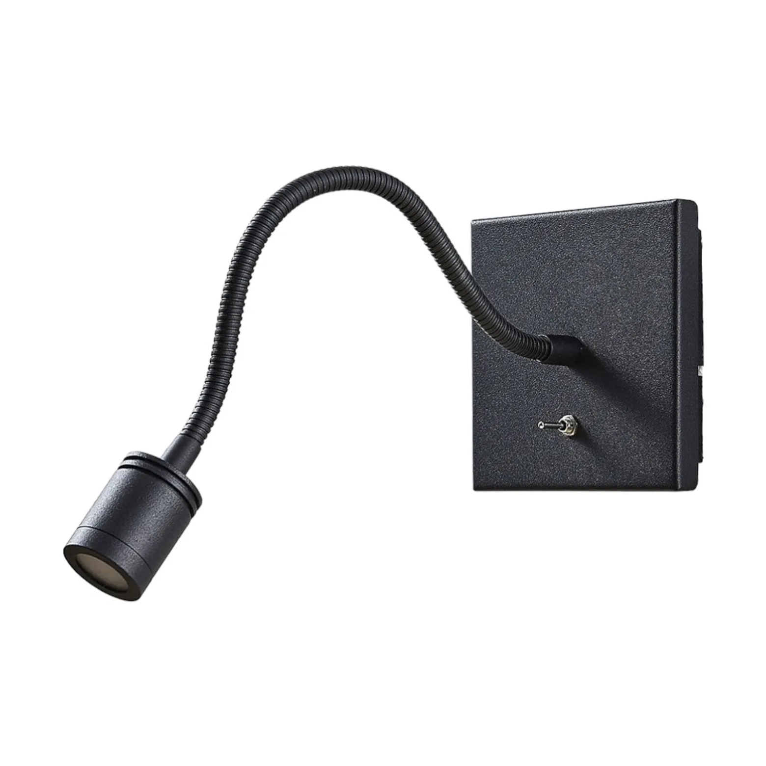 Lindby LED-seinävalaisin Mayar, musta, metalli, lukulamppu, 11cm
