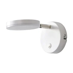 Lindby LED-seinävalaisin Milow, valkoinen, 9,6 cm korkea, kytkin