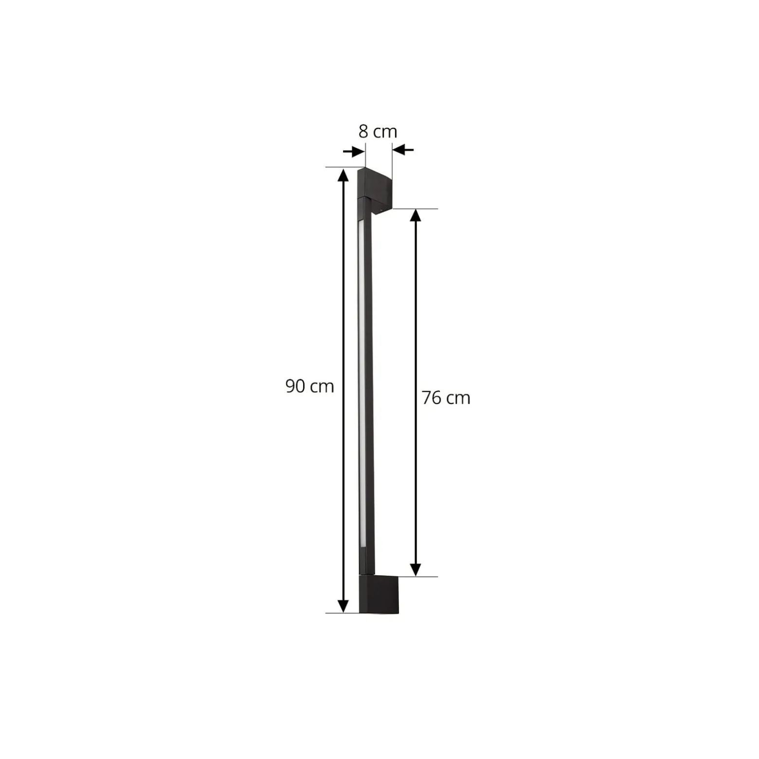 Lindby LED-seinävalaisin Neano, 90 cm, musta, metalli, IP54