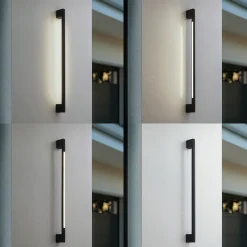 Lindby LED-seinävalaisin Neano, 90 cm, musta, metalli, IP54