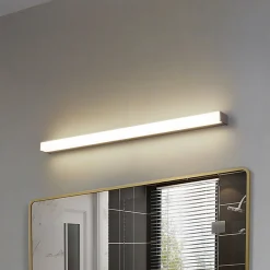 Lindby LED-seinävalaisin Philippa, kulmikas, 89 cm, alumiininvärinen, IP44