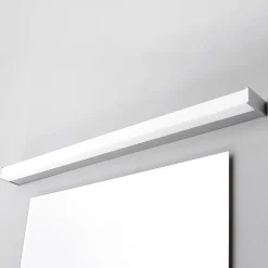 Lindby LED-seinävalaisin Philippa, kulmikas, 89 cm, kromi, IP44