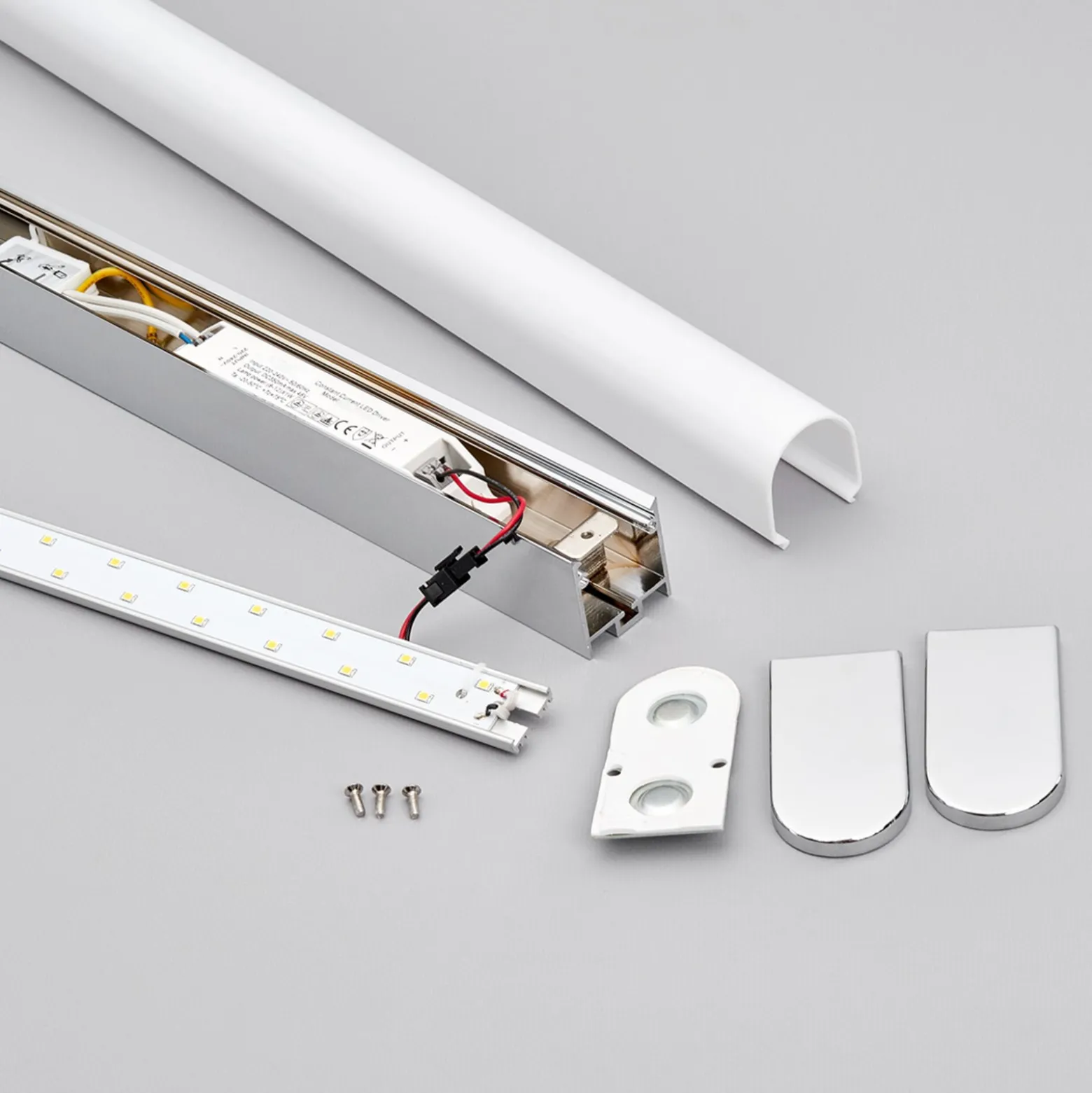 Lindby LED-seinävalaisin Philippa, pyöreä, 88cm, kromi, IP44