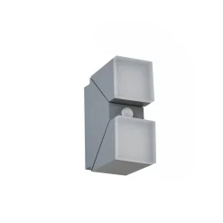Lindby LED-seinävalaisin Sally, 22 cm, harmaa, IP54, anturi