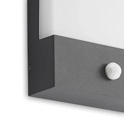 Lindby LED-seinävalaisin Vanira, antrasiitti, alumiini, anturi, IP54
