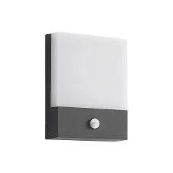 Lindby LED-seinävalaisin Vanira, antrasiitti, alumiini, anturi, IP54
