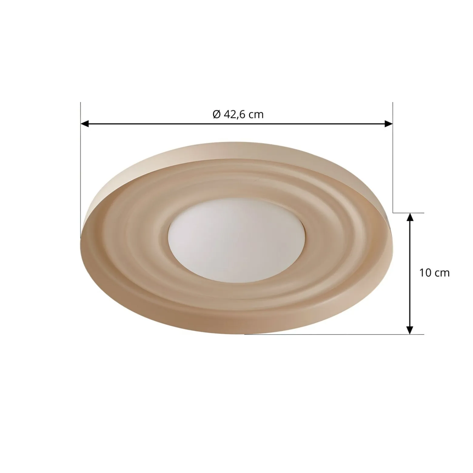 Lindby LED-seinävalaisin Waves, beige, Ø 43 cm, metalli