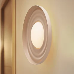 Lindby LED-seinävalaisin Waves, beige, Ø 43 cm, metalli