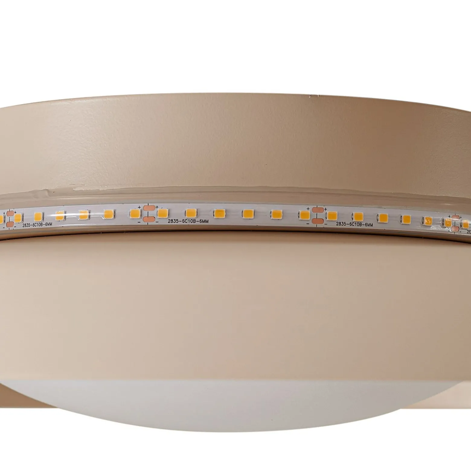 Lindby LED-seinävalaisin Waves, beige, Ø 43 cm, metalli