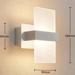 Lindby LED-seinävalaisin Yorick, 18 cm, alumiini/valkoinen, kytkimellä
