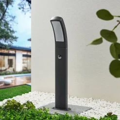 Lindby LED-sokkelivalaisin Moshe, 60 cm, antrasiitti, tunnistin